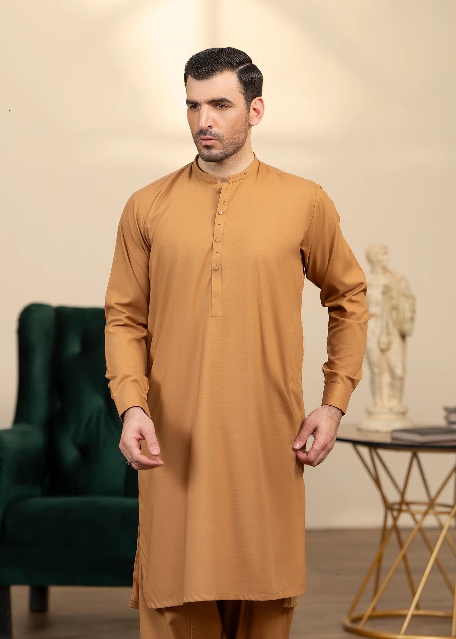Wash & Wear | Mustard Ban Shalwar Kameez
