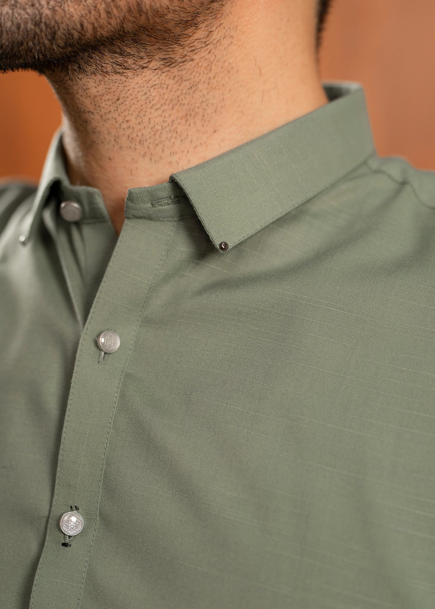 Wash & Wear | Olive Collared Shalwar Kameez