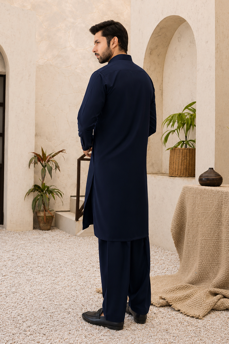 Wash & Wear | Navy Collar Shalwar Kameez