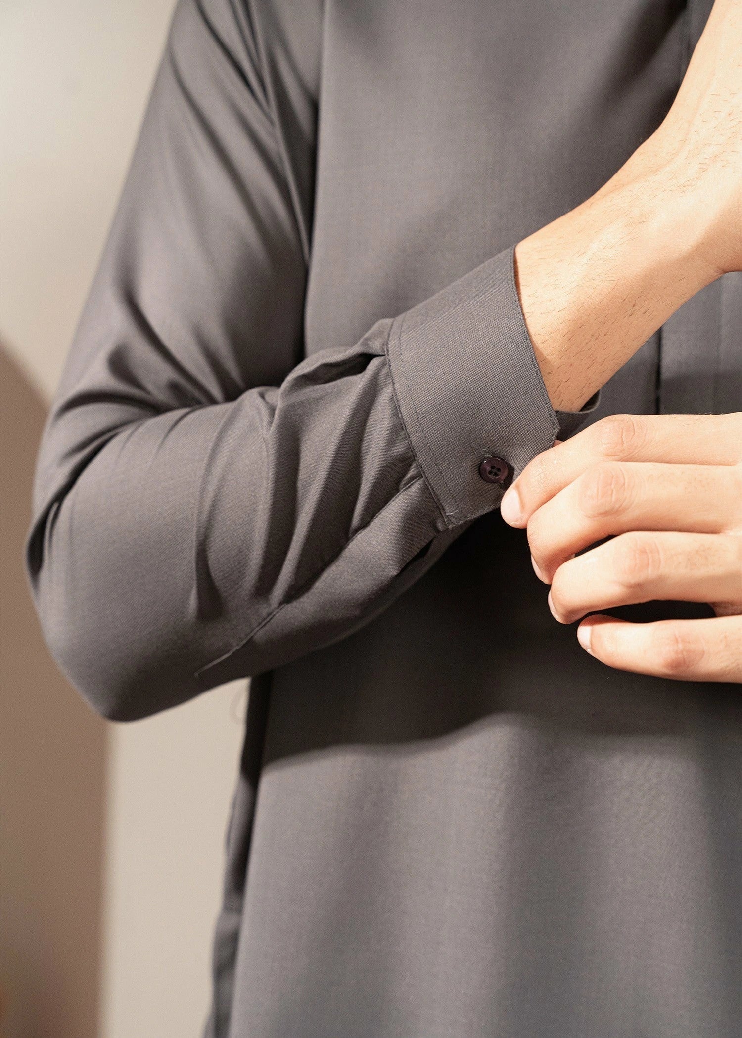 Wash & Wear | Grey Collared Shalwar Kameez