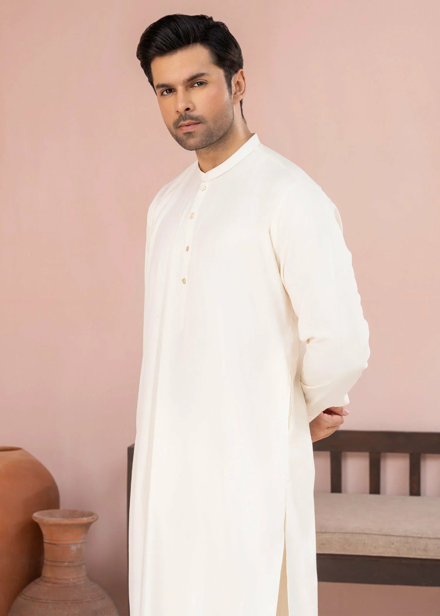 Wash & Wear | Ivory Ban Shalwar Kameez