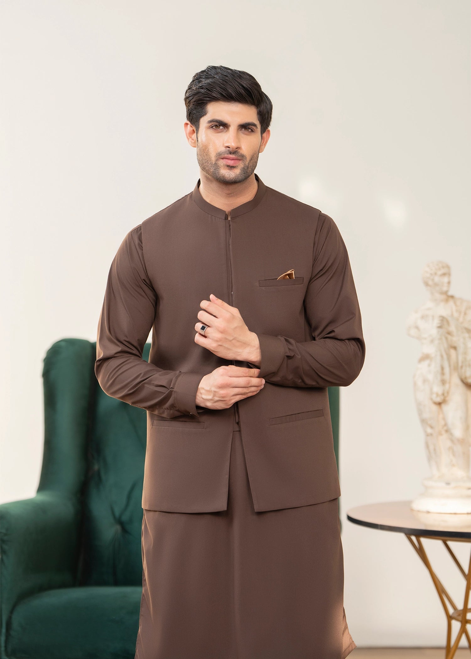 Casual Kameez Shalwar + Waistcoat | Wash & Wear