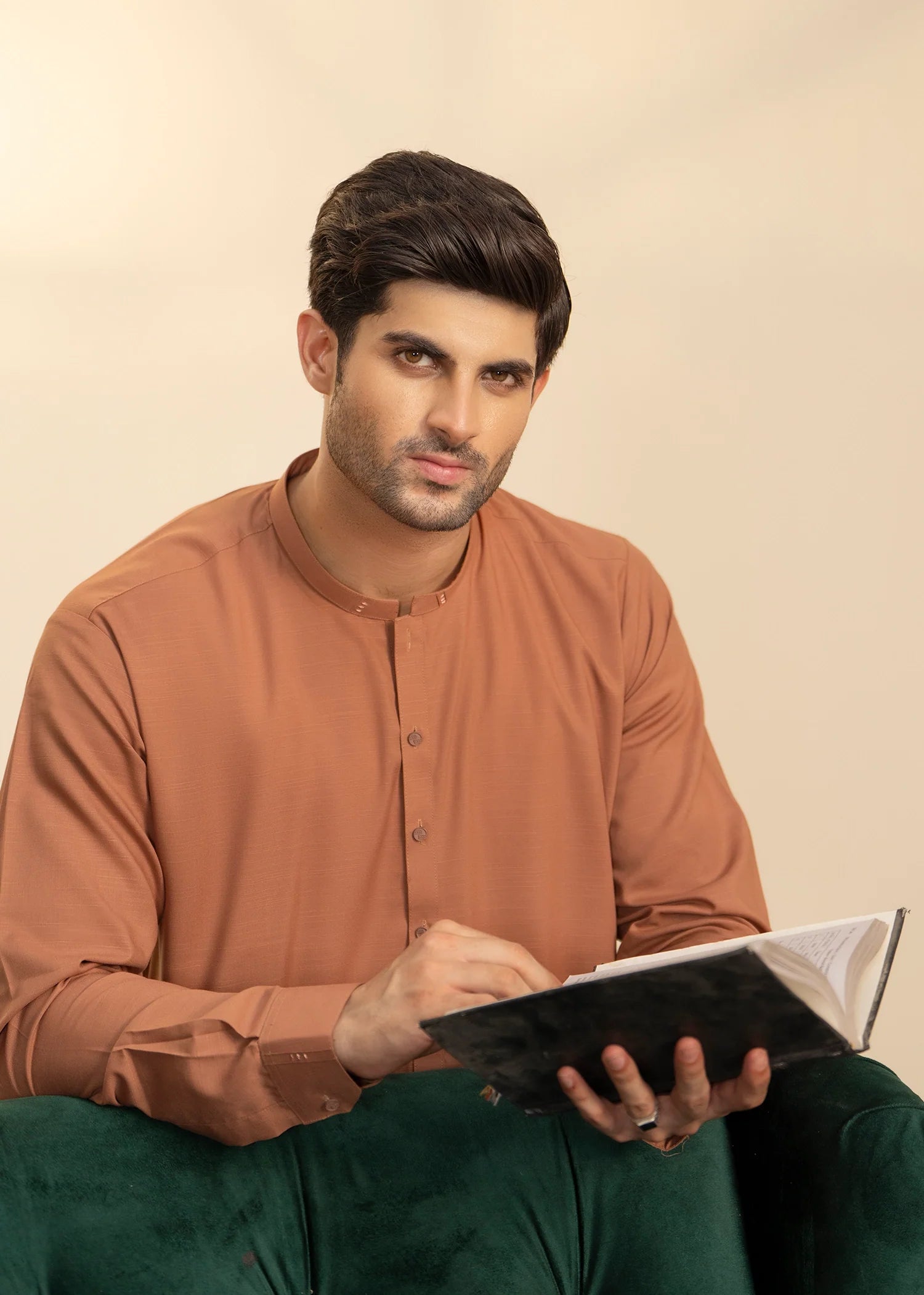 Wash & Wear | Sand Brown Ban Shalwar Kameez