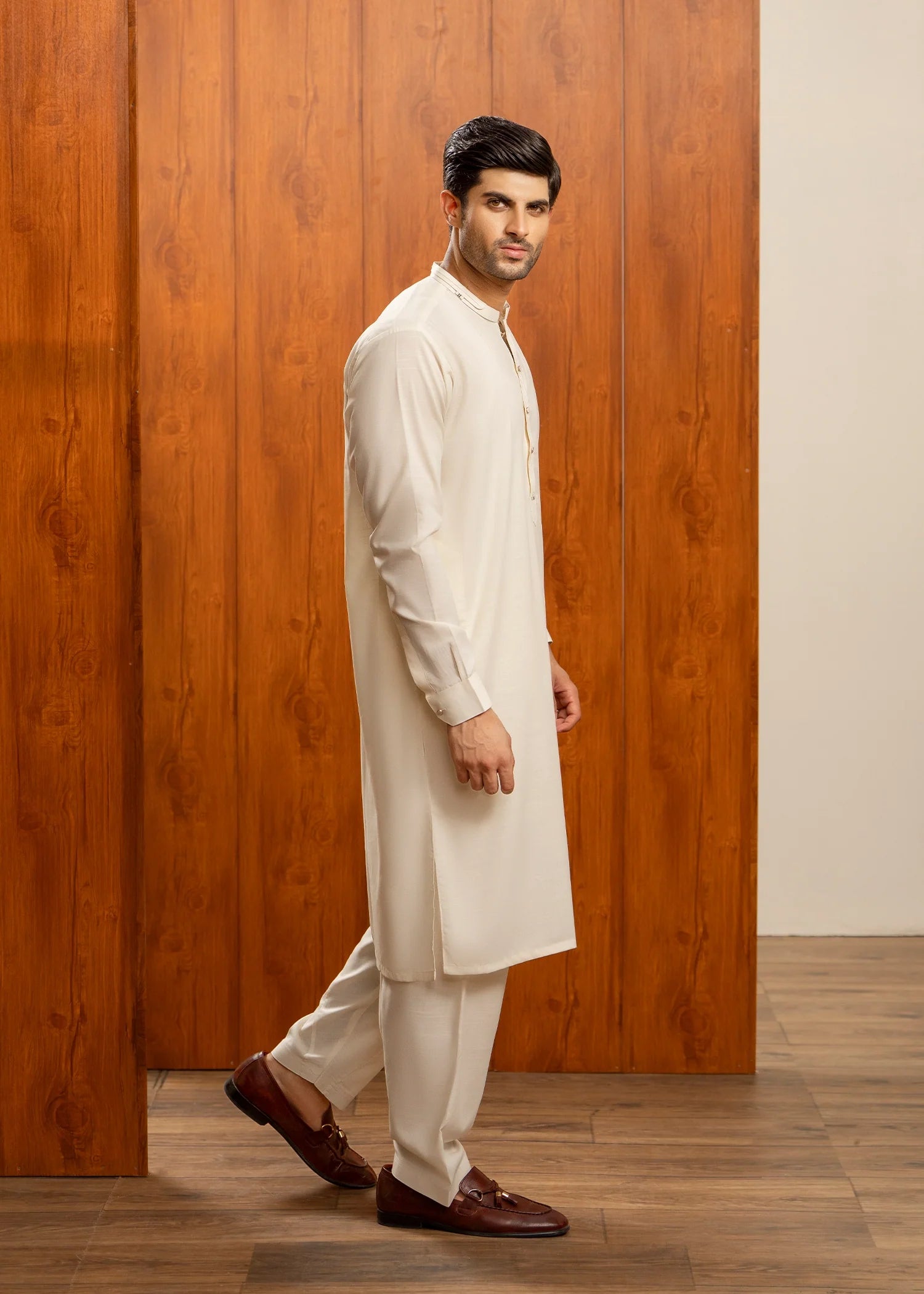 Wash & Wear | Cream Ban Shalwar Kameez