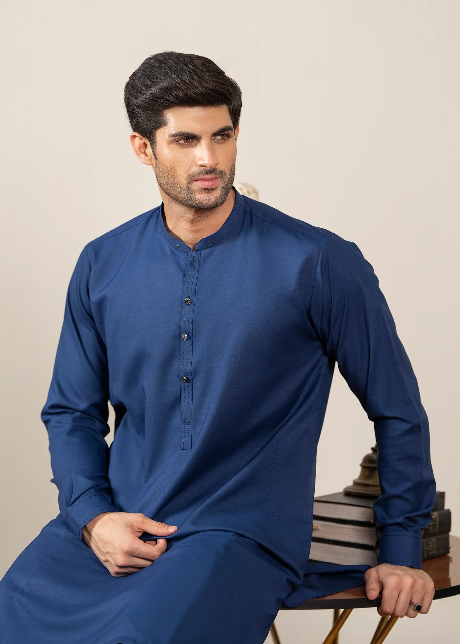 Wash & Wear | Navy Ban Shalwar Kameez