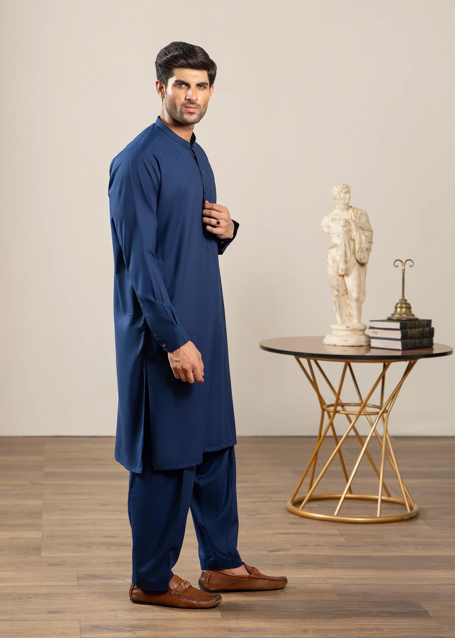 Wash & Wear | Navy Ban Shalwar Kameez