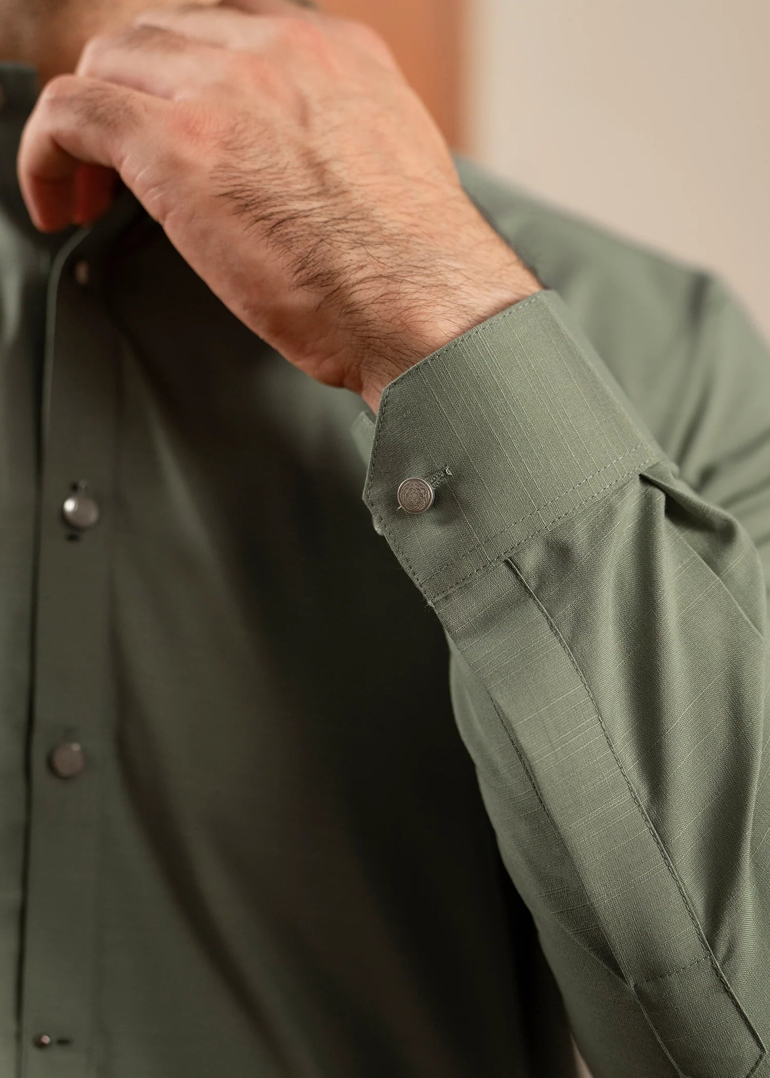 Wash & Wear | Olive Collared Shalwar Kameez