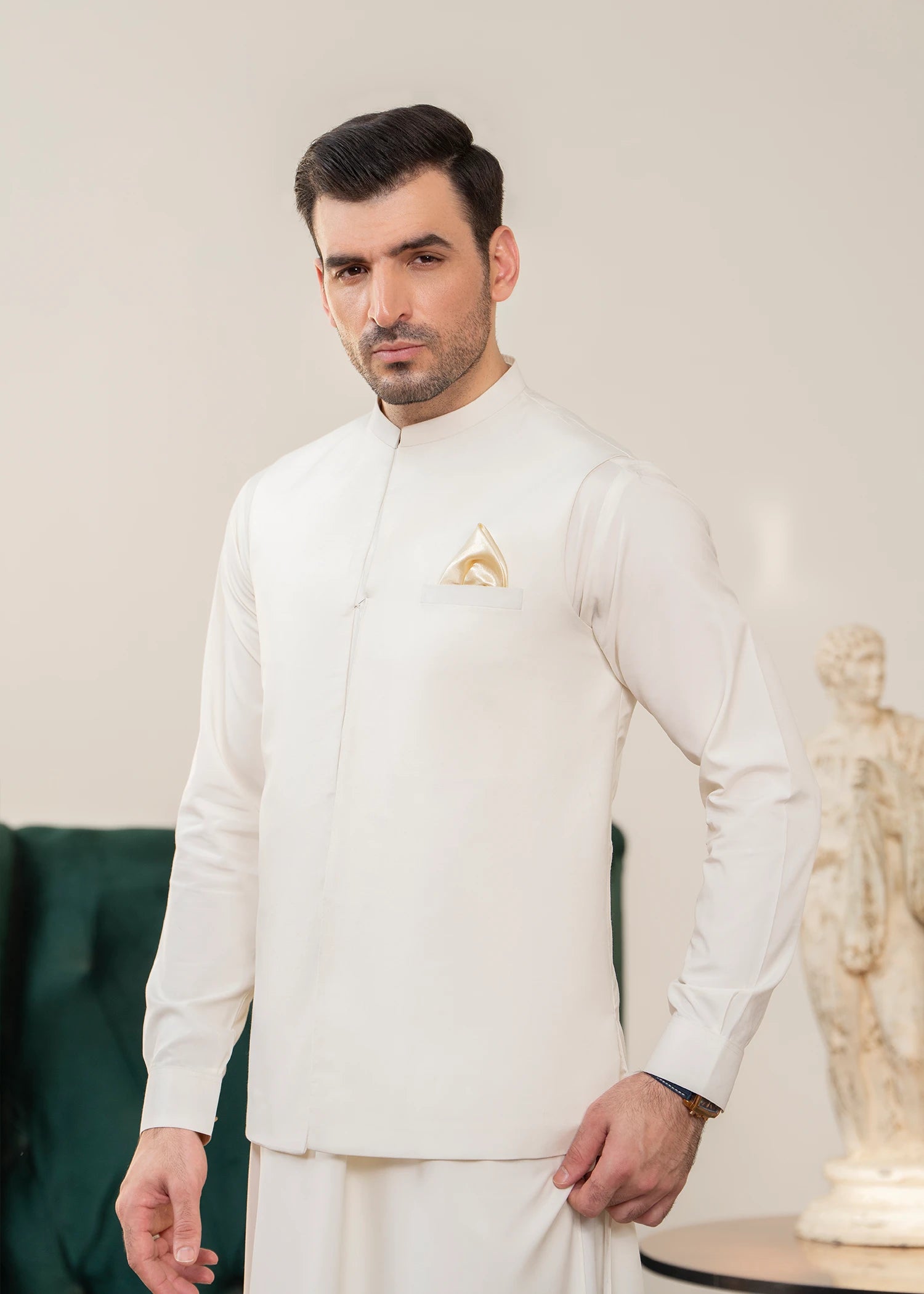 Casual Kameez Shalwar + Waistcoat | Wash & Wear