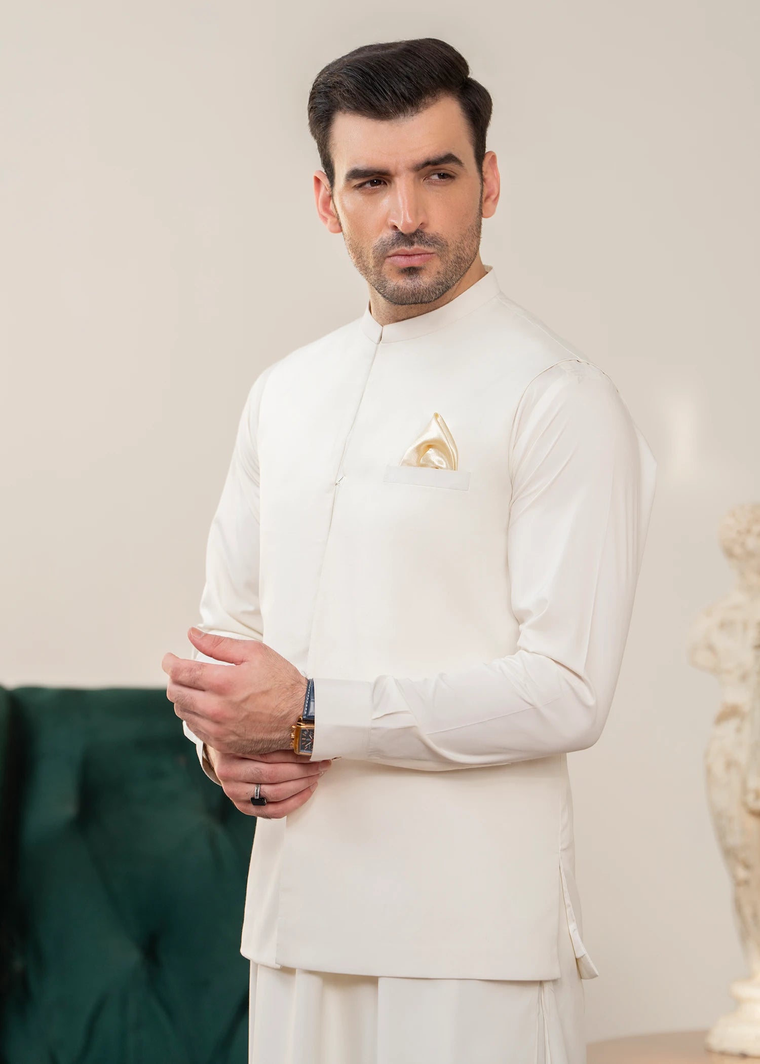 Casual Kameez Shalwar + Waistcoat | Wash & Wear