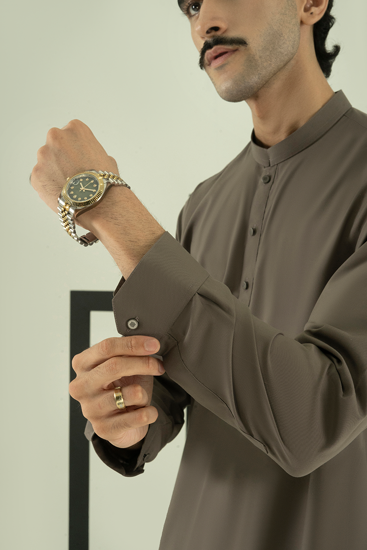 Wash & Wear | Dark Grey Ban Kameez Shalwar
