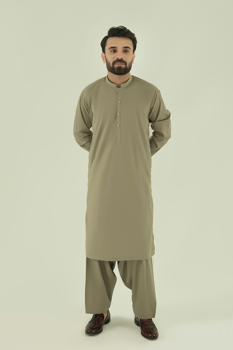 Wash & Wear | Light Olive Ban Kameez Shalwar