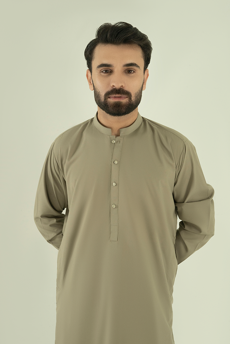 Wash & Wear | Light Olive Ban Kameez Shalwar