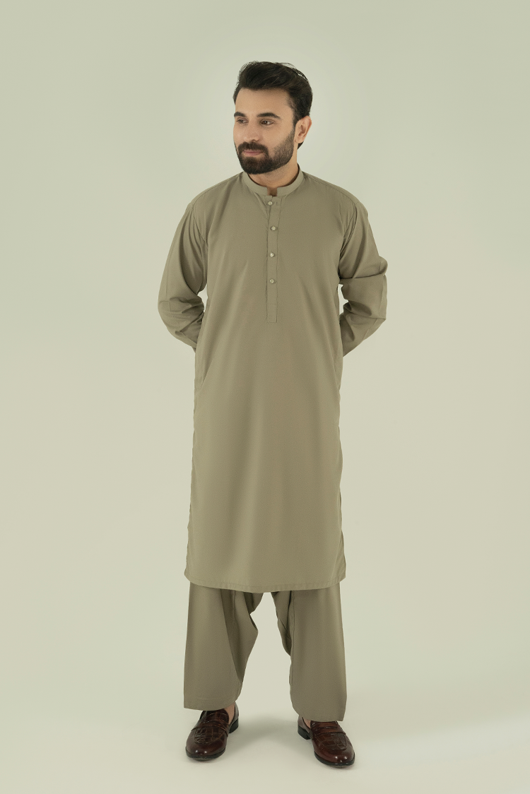 Wash & Wear | Light Olive Ban Kameez Shalwar