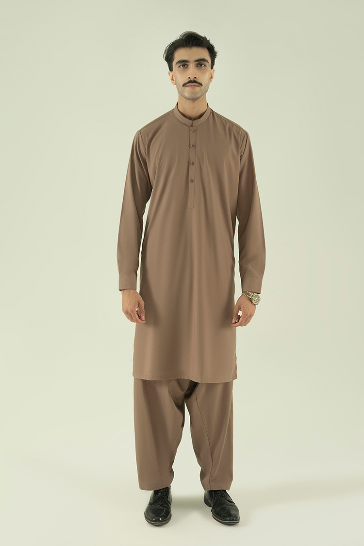 Wash & Wear | Brown Ban Kameez Shalwar