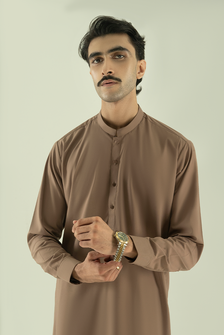 Wash & Wear | Dark Brown Ban Kameez Shalwar
