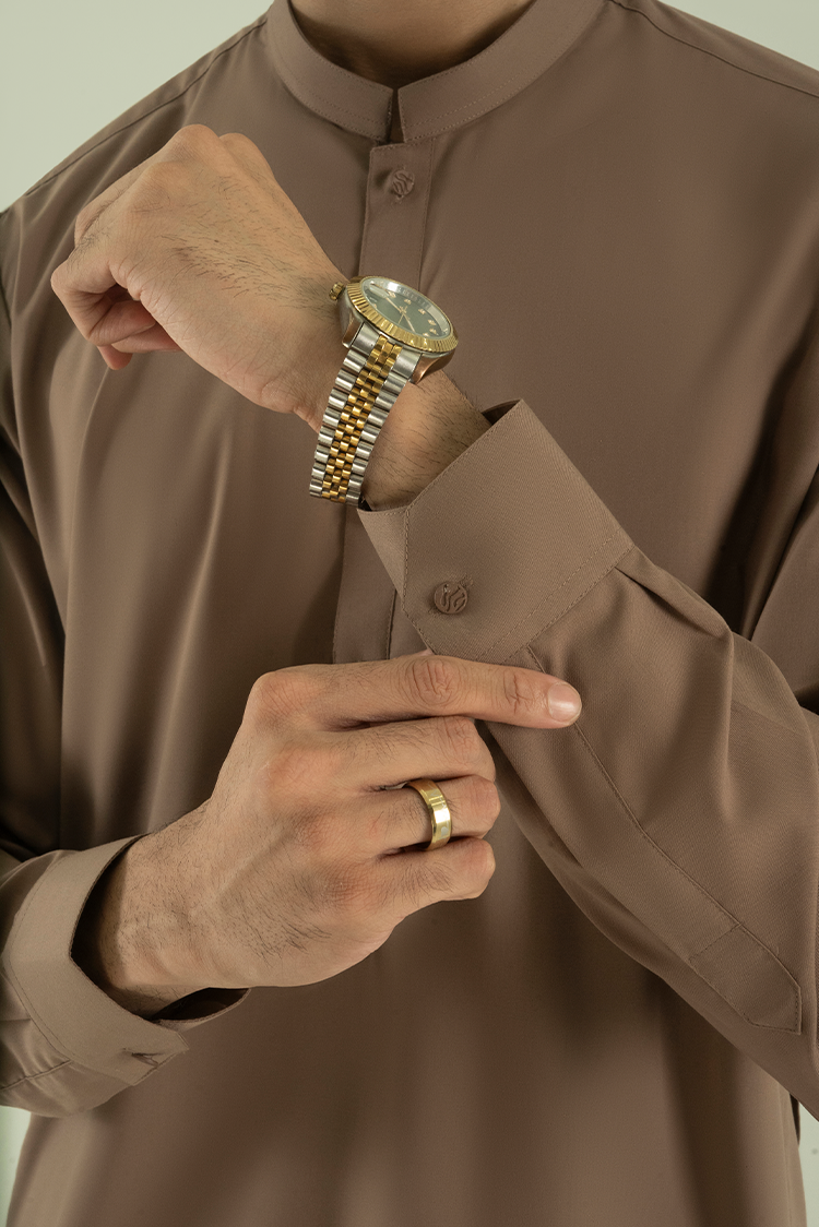 Wash & Wear | Dark Brown Ban Kameez Shalwar