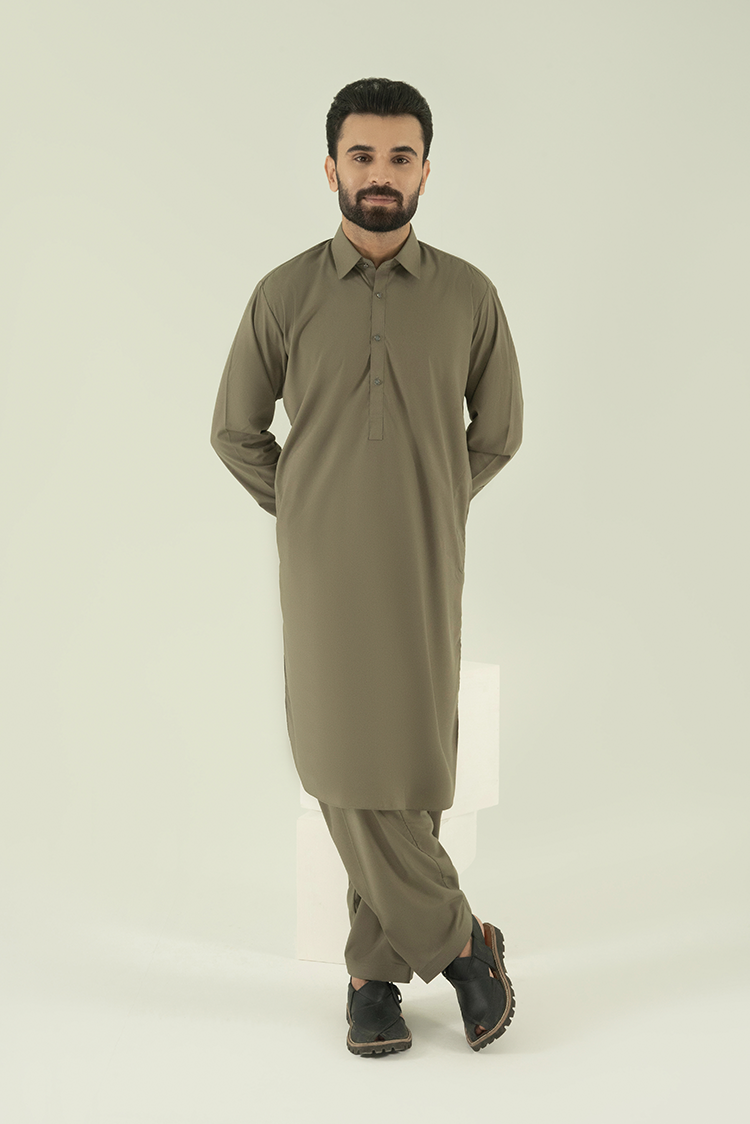 Wash & Wear | Light Green Collar Kameez Shalwar