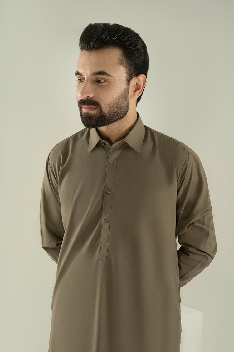Wash & Wear | Light Green Collar Kameez Shalwar
