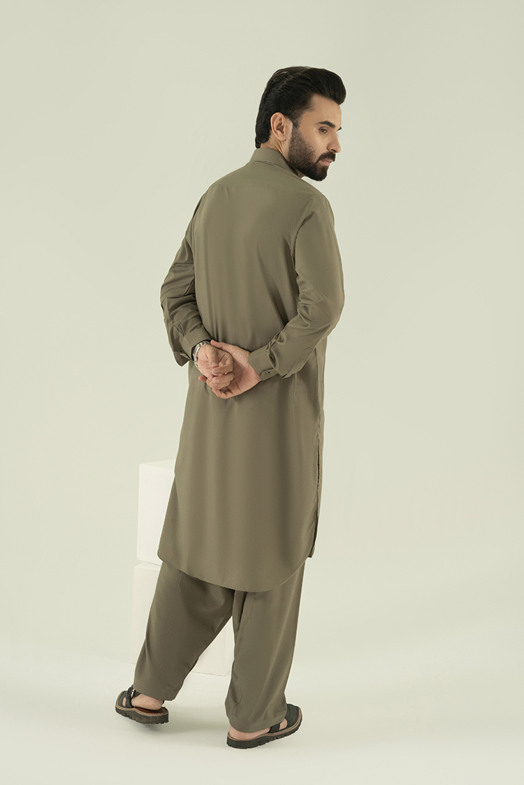 Wash & Wear | Light Green Collar Kameez Shalwar