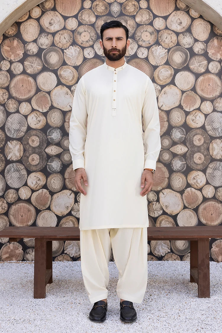 Wash & Wear | Cream Ban Shalwar Kameez