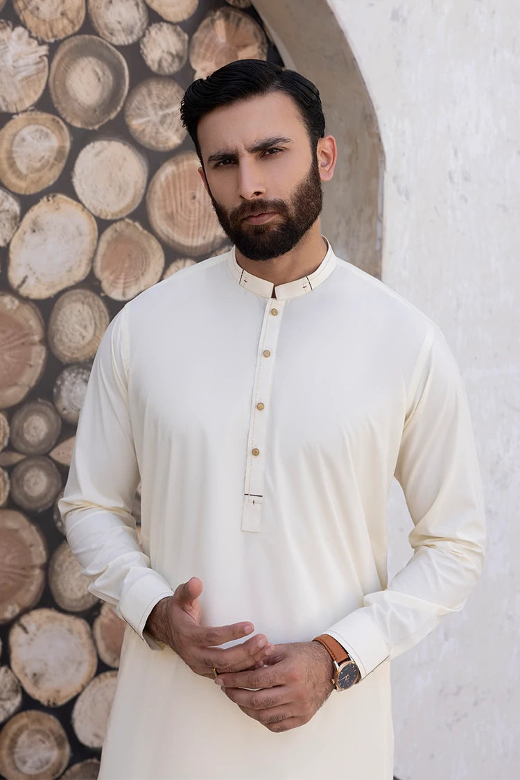 Wash & Wear | Cream Ban Shalwar Kameez