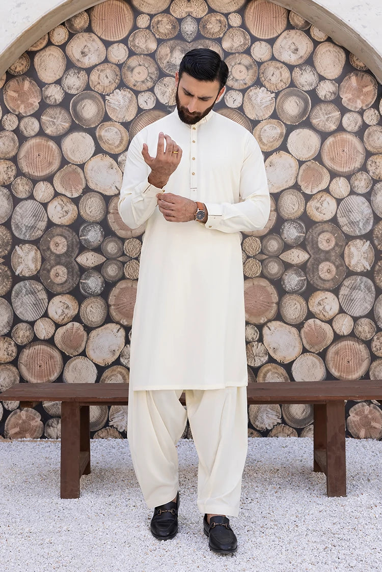 Wash & Wear | Cream Ban Shalwar Kameez