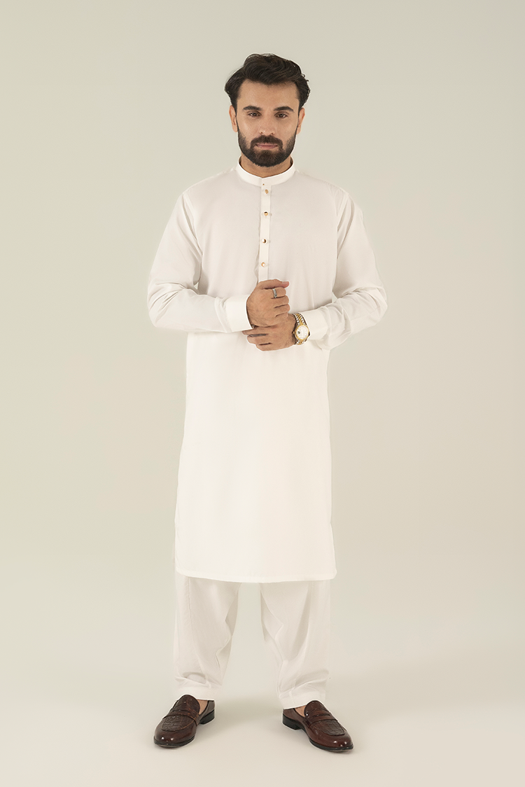 Wash & Wear | Off White Ban Kameez Shalwar