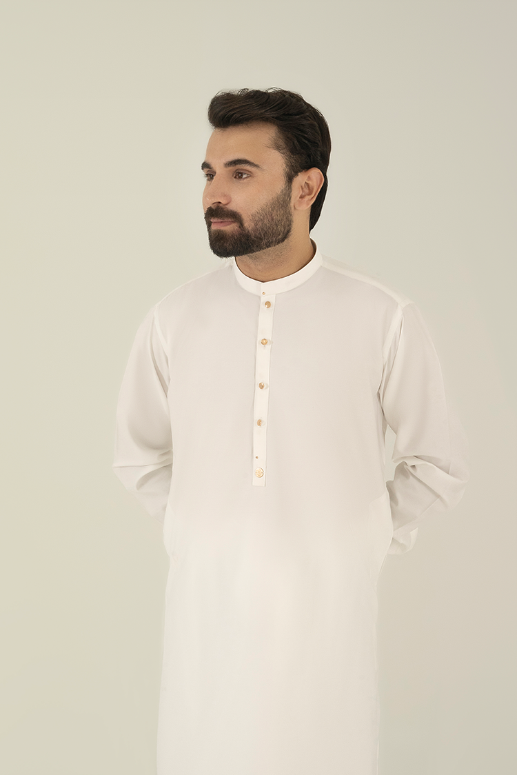 Wash & Wear | Off White Ban Kameez Shalwar
