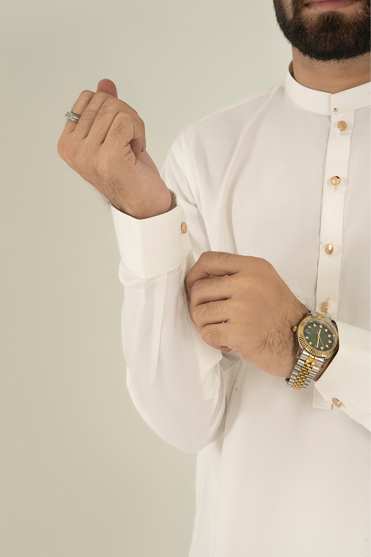 Wash & Wear | Off White Ban Kameez Shalwar
