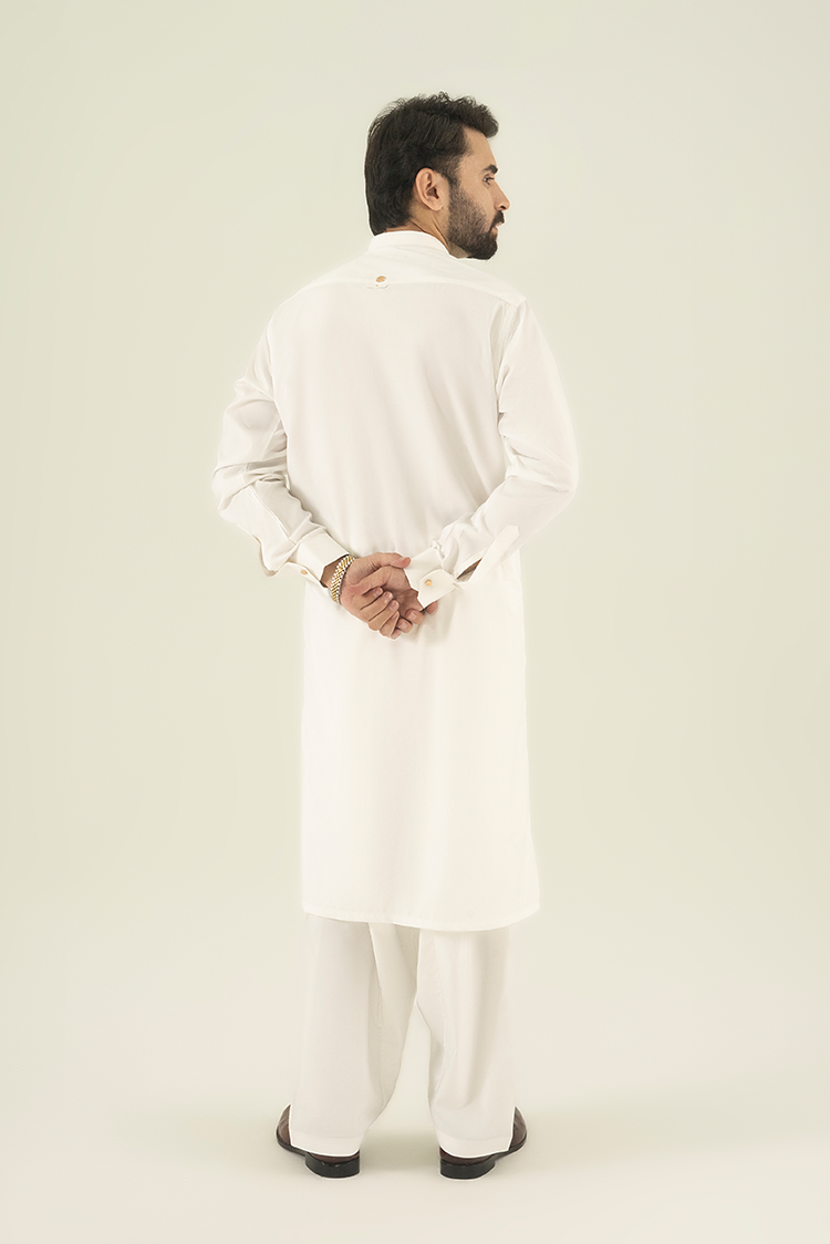 Wash & Wear | Off White Ban Kameez Shalwar