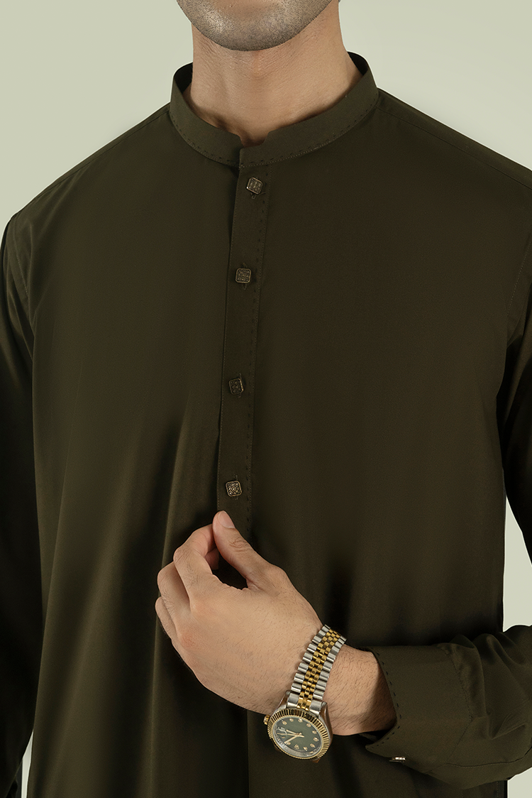 Wash & Wear | Olive Ban Kameez Shalwar