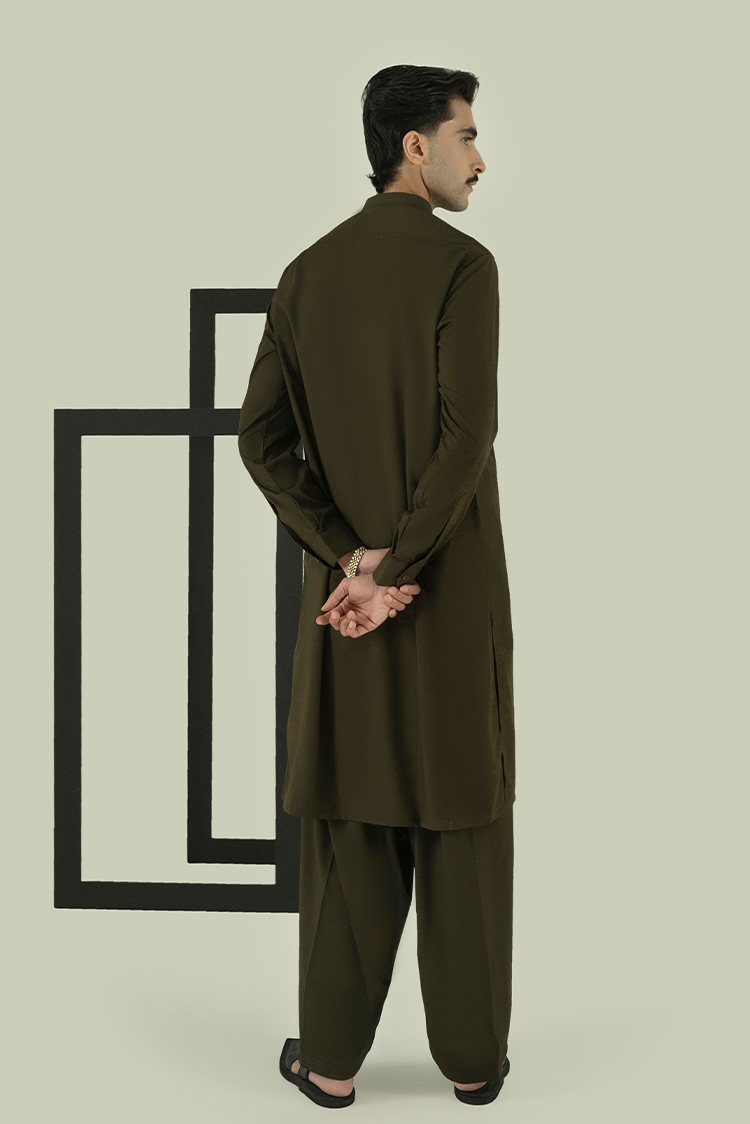 Wash & Wear | Olive Ban Kameez Shalwar