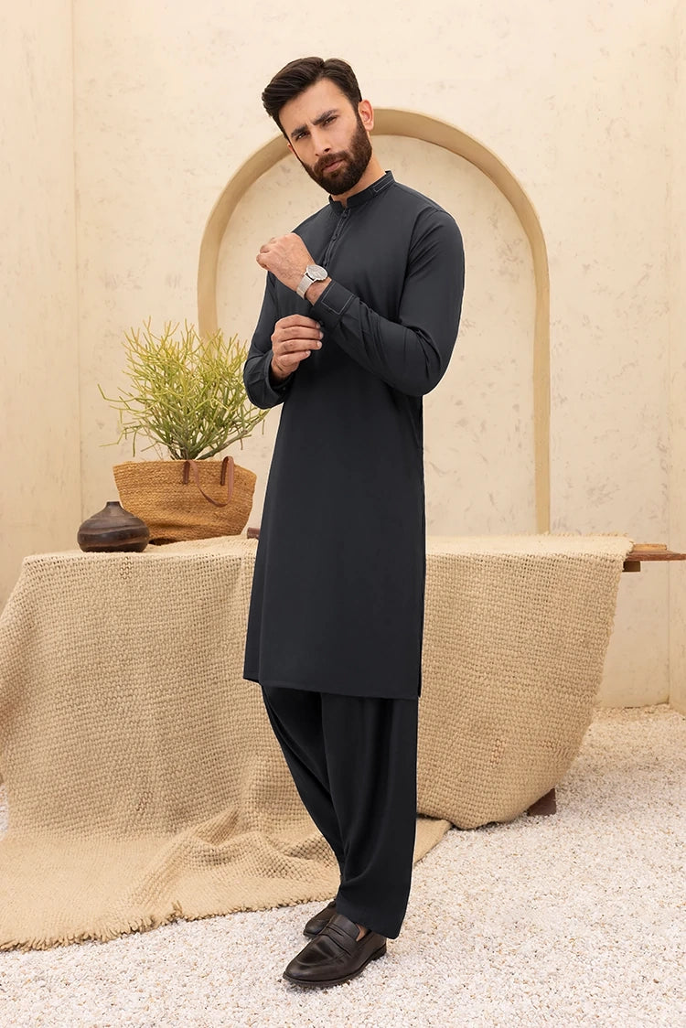 Wash & Wear | Black Ban Shalwar Kameez