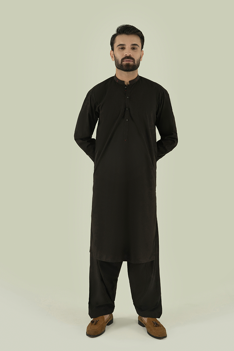 Wash & Wear | Dark Brown Ban Kameez Shalwar
