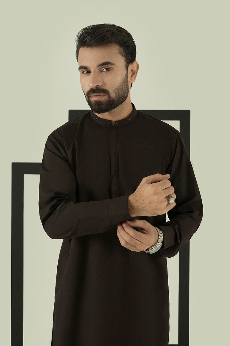 Wash & Wear | Chocolate Brown Ban Kameez Shalwar