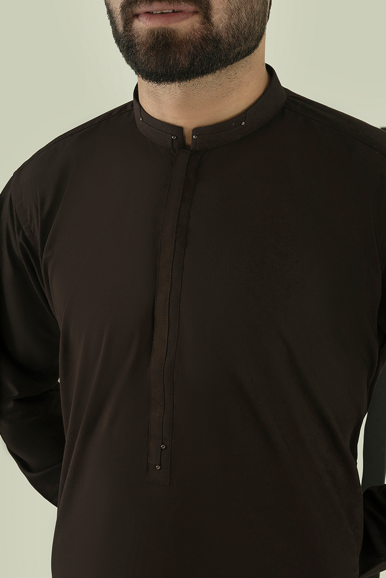 Wash & Wear | Chocolate Brown Ban Kameez Shalwar