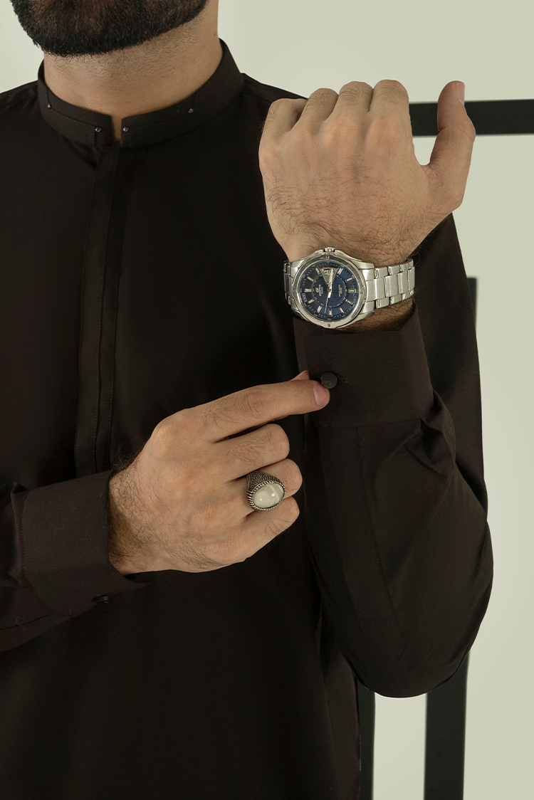 Wash & Wear | Chocolate Brown Ban Kameez Shalwar