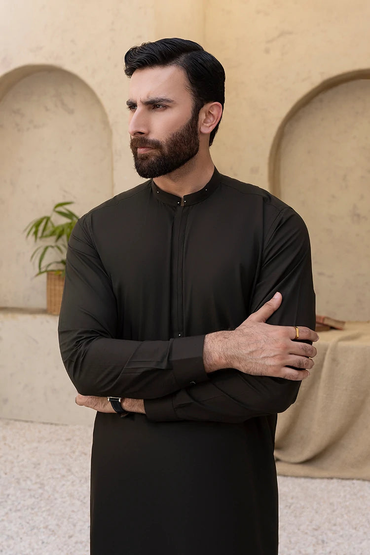 Wash & Wear | Dark Green Ban Shalwar Kameez