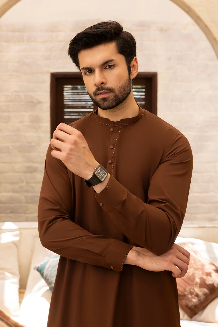 Wash & Wear | Brown Collar Ban Kameez