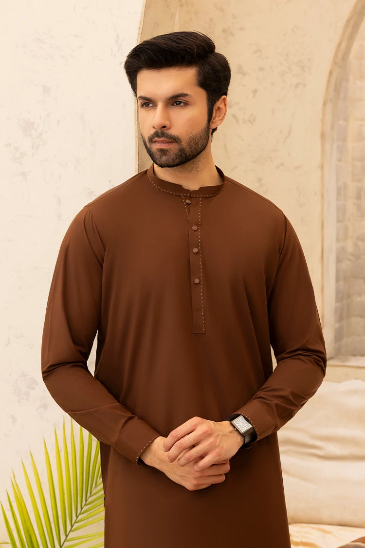 Wash & Wear | Brown Collar Ban Kameez