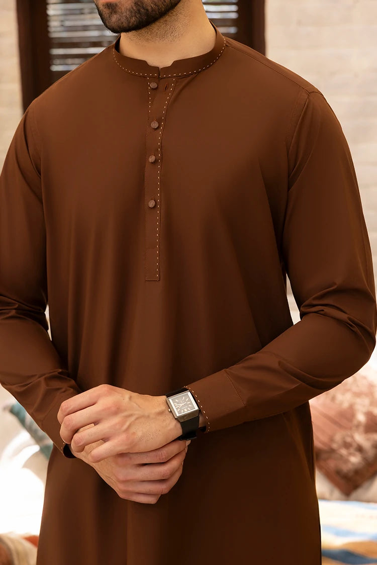 Wash & Wear | Brown Collar Ban Kameez