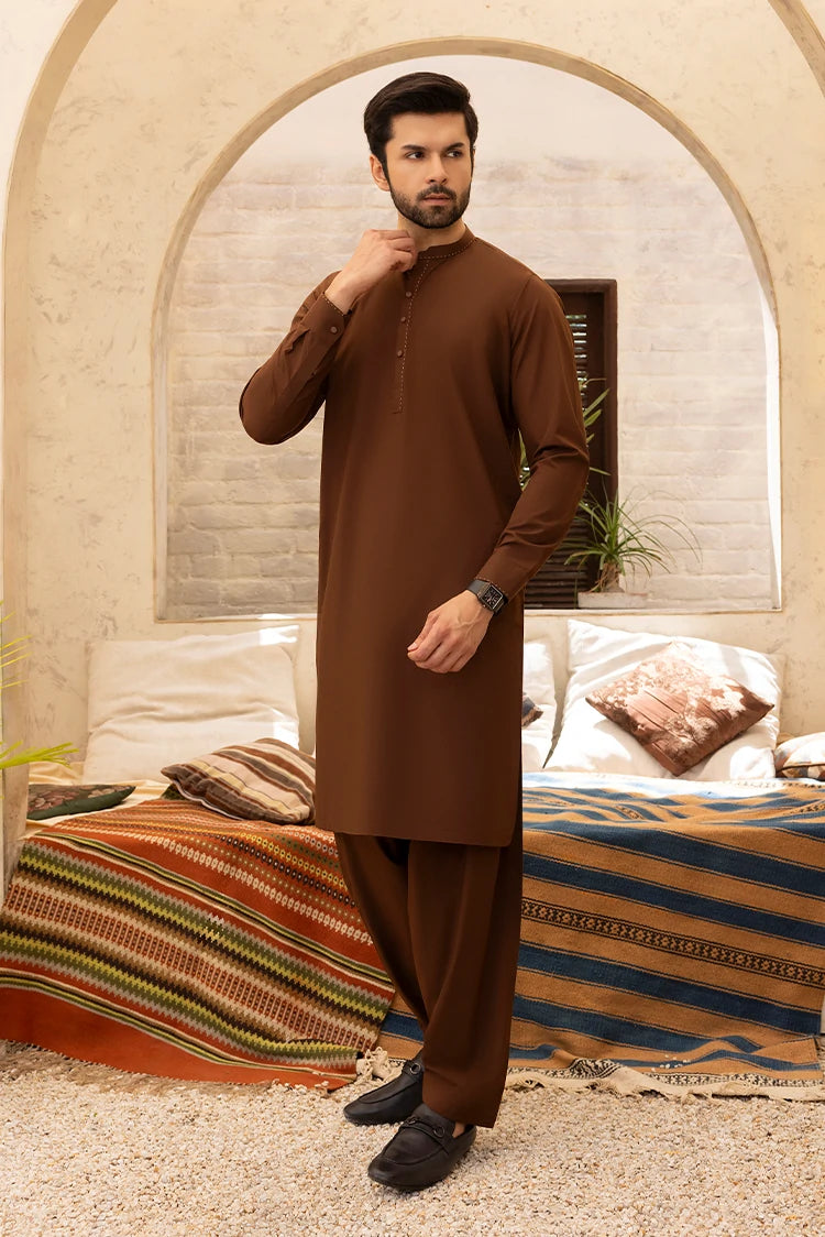 Wash & Wear | Brown Collar Ban Kameez