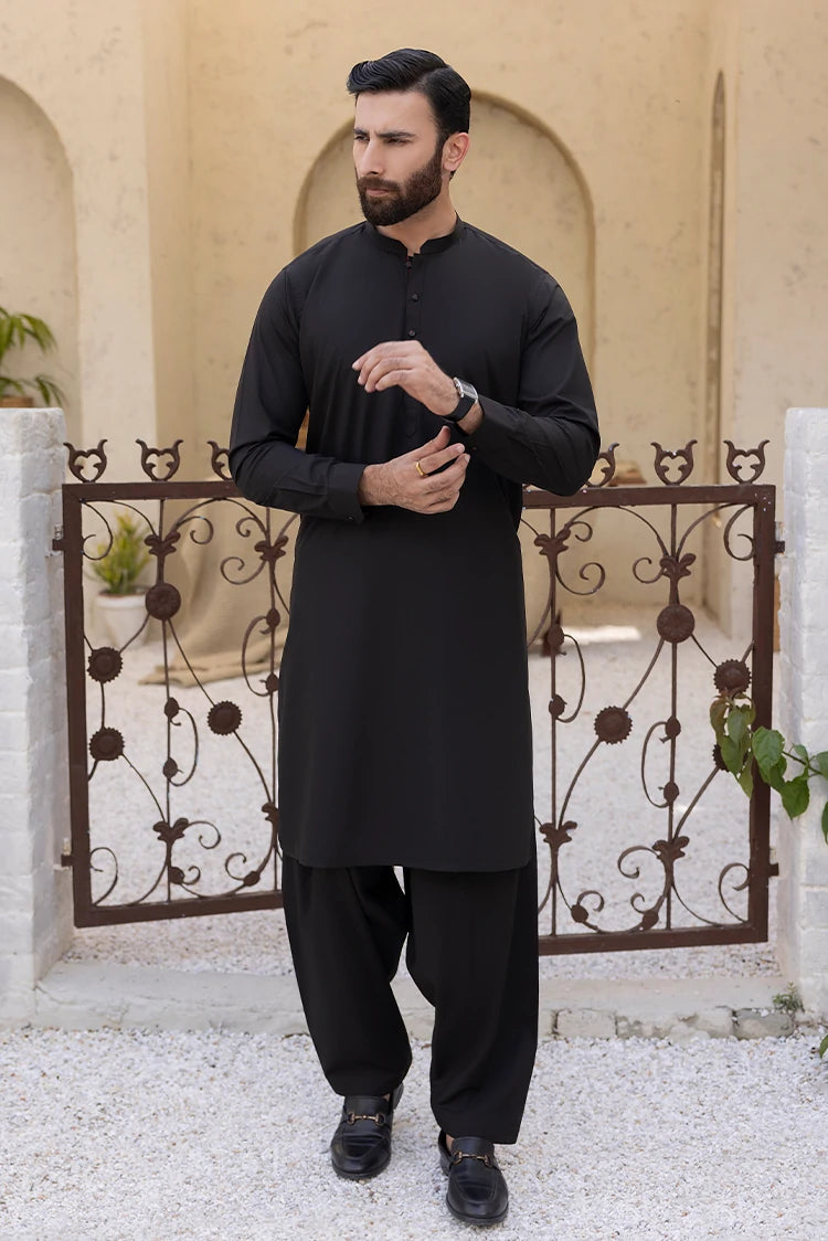 Wash & Wear | Dark Brown Ban Shalwar Kameez