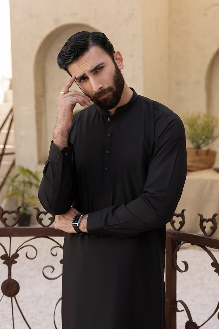 Wash & Wear | Dark Brown Ban Shalwar Kameez