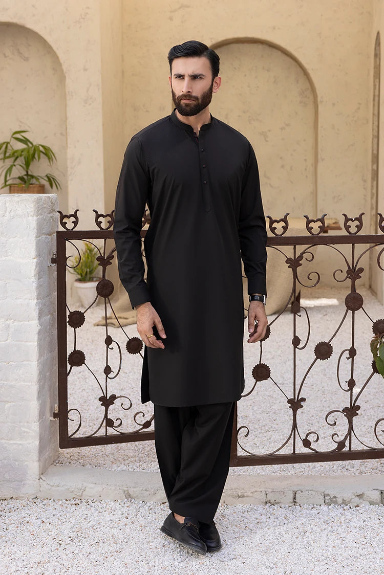 Wash & Wear | Dark Brown Ban Shalwar Kameez