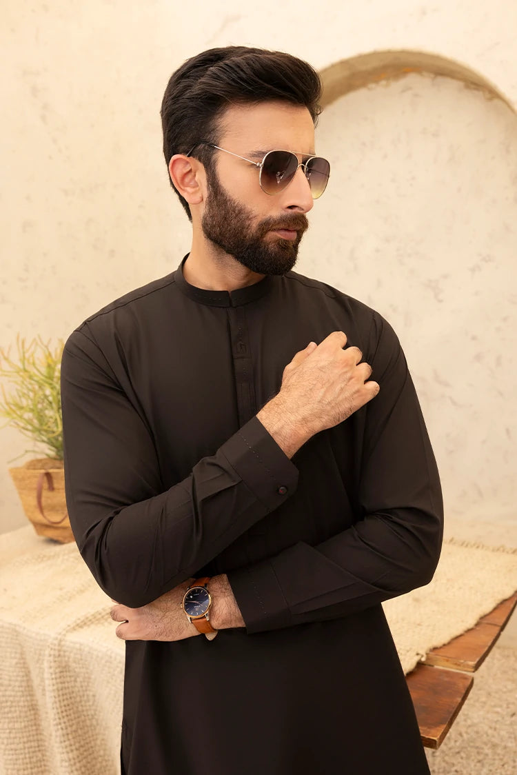 Wash & Wear | Dark Brown Ban Shalwar Kameez