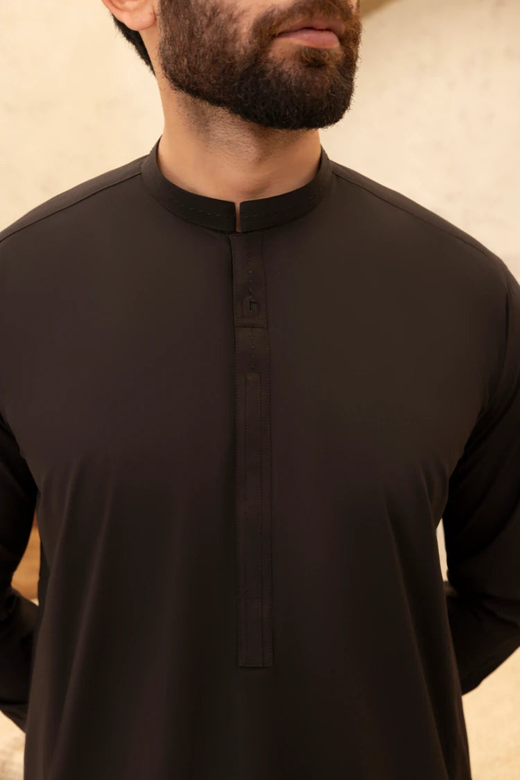 Wash & Wear | Dark Brown Ban Shalwar Kameez