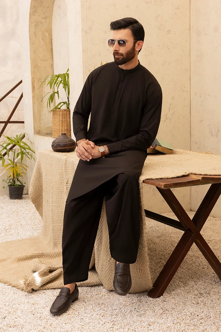 Wash & Wear | Dark Brown Ban Shalwar Kameez