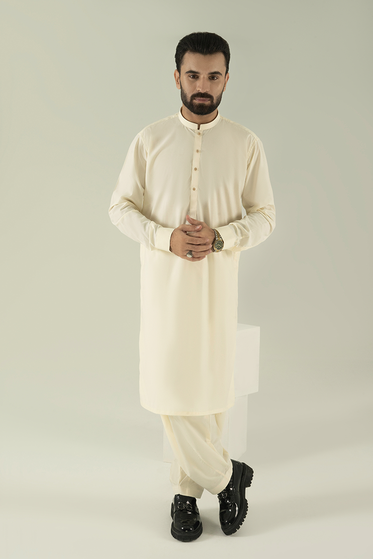 Wash & Wear | Cream Ban Kameez Shalwar
