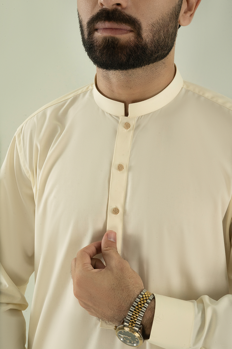 Wash & Wear | Cream Ban Kameez Shalwar